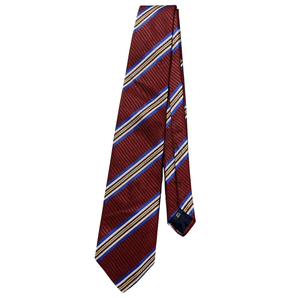 Holland & Sherry Tie Mens One Size Red Striped Classic Pointed‎ Silk Necktie